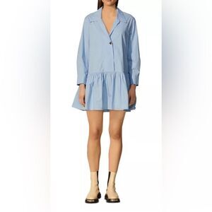 Sandro CORDELIA 100% Cotton Mini shirt Dress. 38 NWT